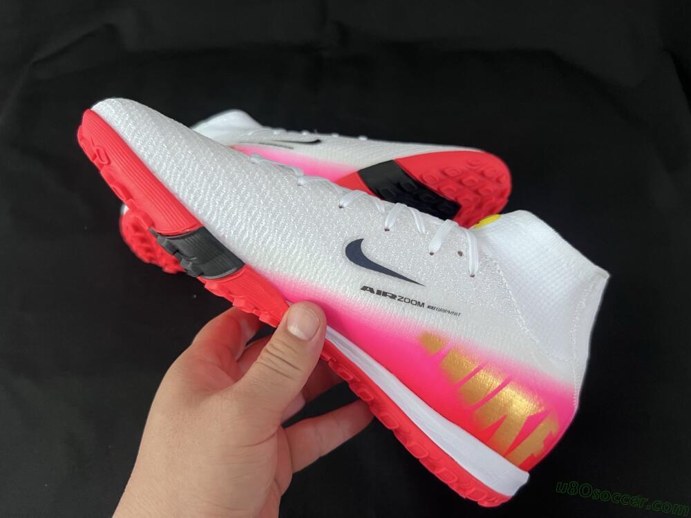 Nike Air Zoom Mercurial Superfly 10 Elite TF Artificial Turf Soccer Shoes - White/Black/Pink