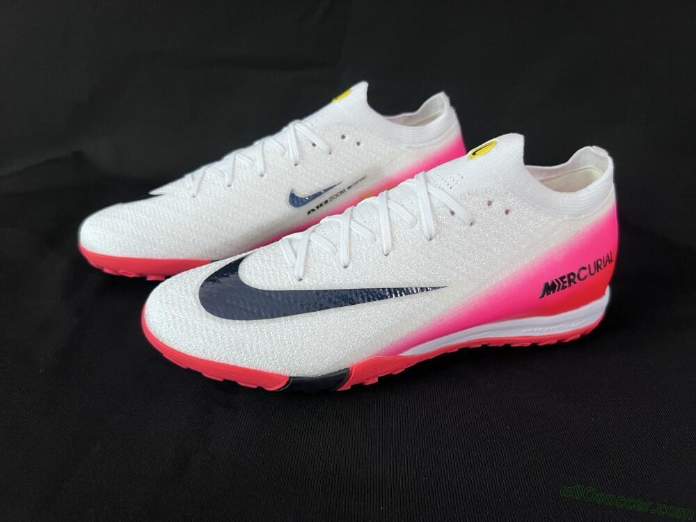 Nike Air Zoom Mercurial Vapor 16 Elite TF Artificial Turf Soccer Shoes - White/Black/Pink