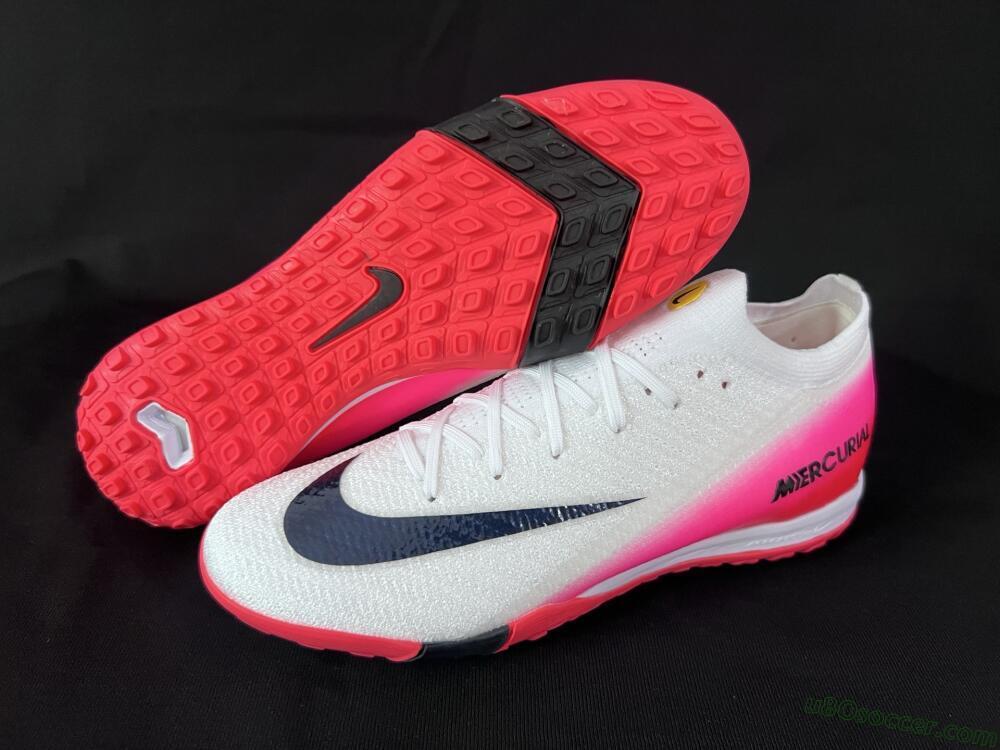 Nike Air Zoom Mercurial Vapor 16 Elite TF Artificial Turf Soccer Shoes - White/Black/Pink