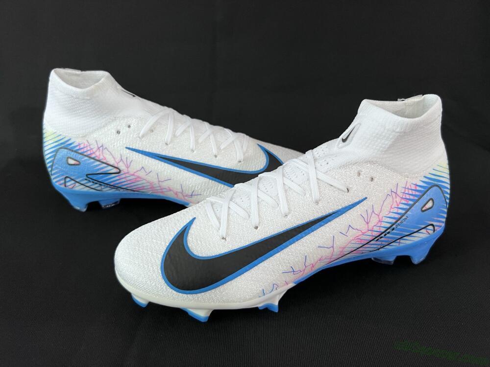 Nike Air Zoom Mercurial Superfly 10 Elite FG Firm Ground Soccer Cleats - White/Blue/Black