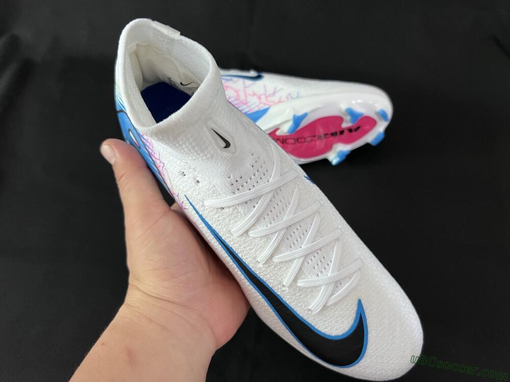 Nike Air Zoom Mercurial Superfly 10 Elite FG Firm Ground Soccer Cleats - White/Blue/Black