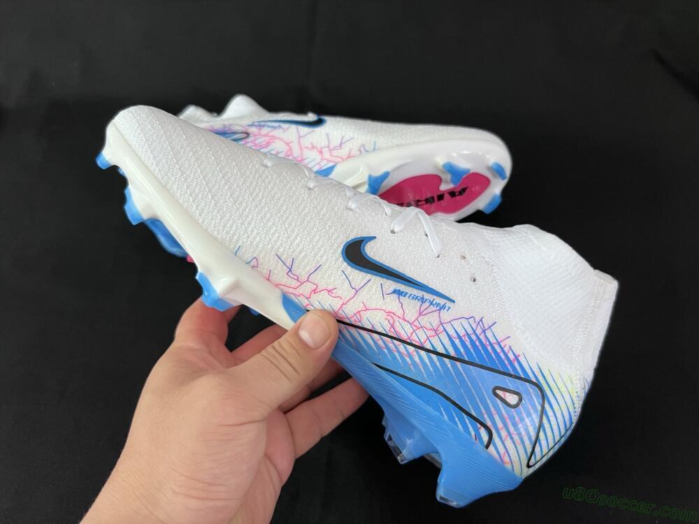Nike Air Zoom Mercurial Superfly 10 Elite FG Firm Ground Soccer Cleats - White/Blue/Black
