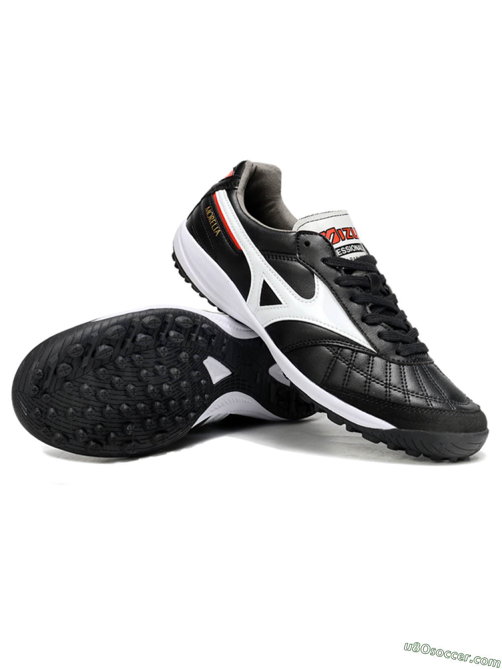 Mizuno Morelia Neo 4 TF Artificial Turf Soccer Shoes - Black/White/Red 3
