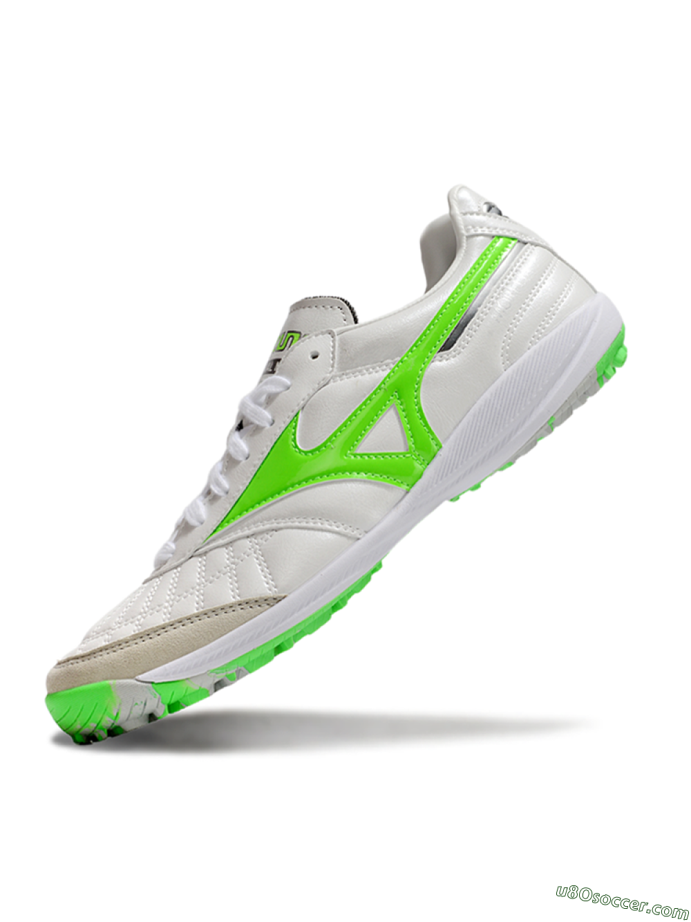 Mizuno Morelia Neo 4 TF Artificial Turf Soccer Shoes - White/Yellow/Grey 5