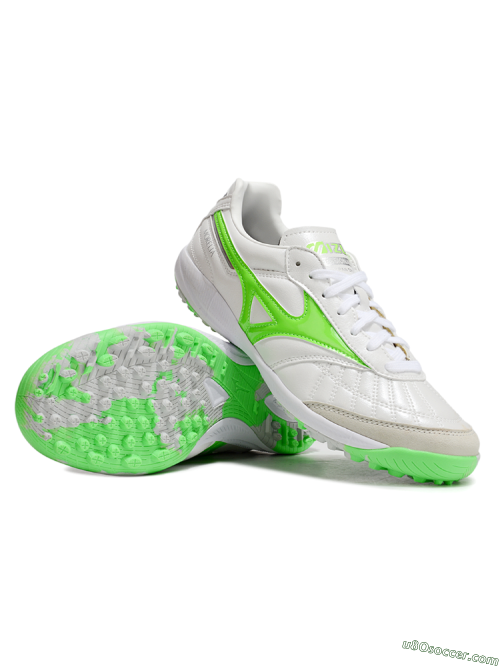 Mizuno Morelia Neo 4 TF Artificial Turf Soccer Shoes - White/Yellow/Grey 3