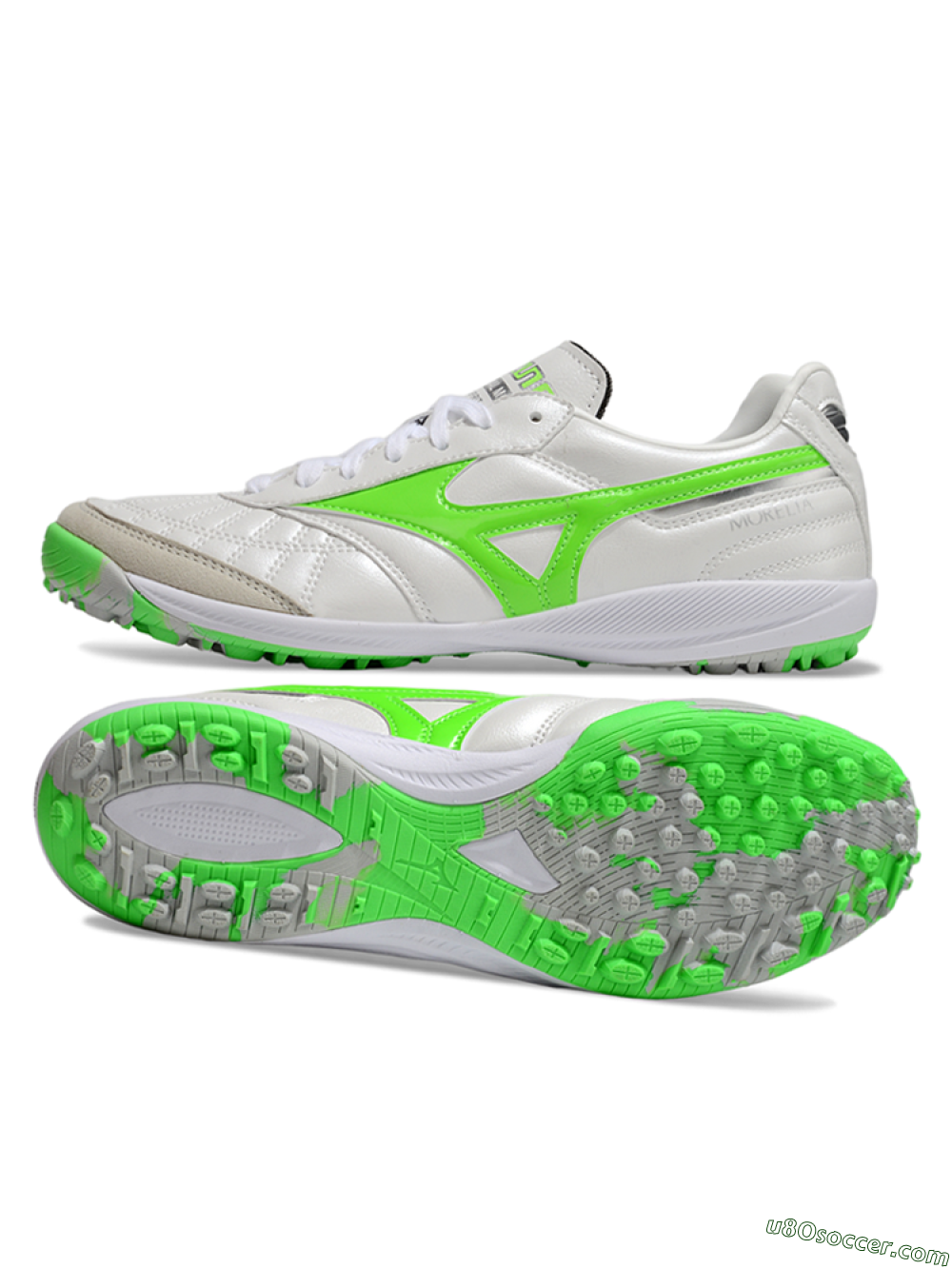 Mizuno Morelia Neo 4 TF Artificial Turf Soccer Shoes - White/Yellow/Grey 0