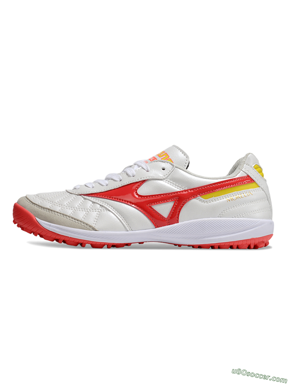 Mizuno Morelia Neo 4 TF Artificial Turf Soccer Shoes - White/Red/Yellow 2