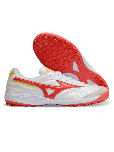 Mizuno Morelia Neo 4 TF Artificial Turf Soccer Shoes - White/Red/Yellow