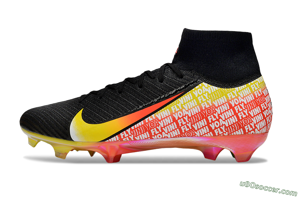 Nike Air Zoom Mercurial Superfly 10 Elite FG Firm Ground Soccer Cleats - Black/Red/Yellow 2
