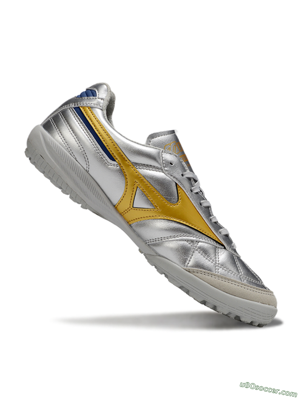 Mizuno Morelia Neo 4 TF Artificial Turf Soccer Shoes - Silver/Grey/Gold 4