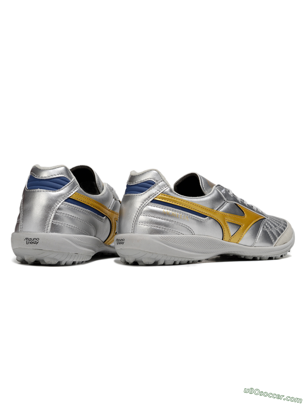 Mizuno Morelia Neo 4 TF Artificial Turf Soccer Shoes - Silver/Grey/Gold 6
