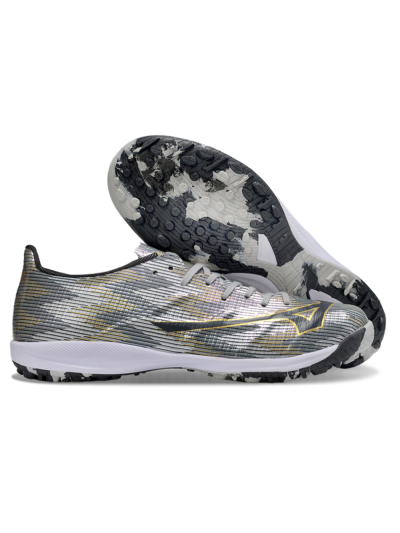 Mizuno Morelia Alpha Beta TF Artificial Turf Soccer Shoes - Silver/Gold/Black