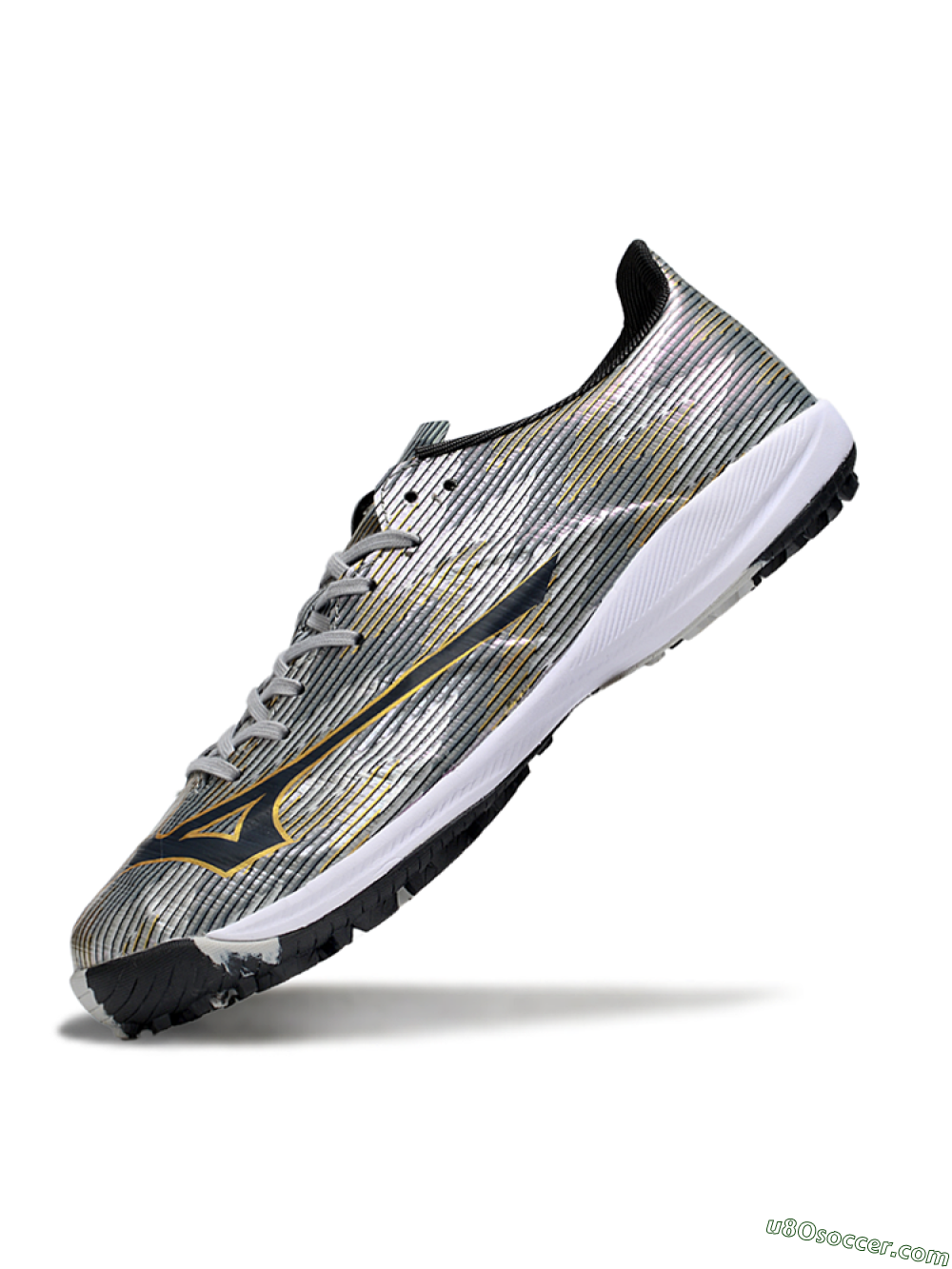 Mizuno Morelia Alpha Beta TF Artificial Turf Soccer Shoes - Silver/Gold/Black 5