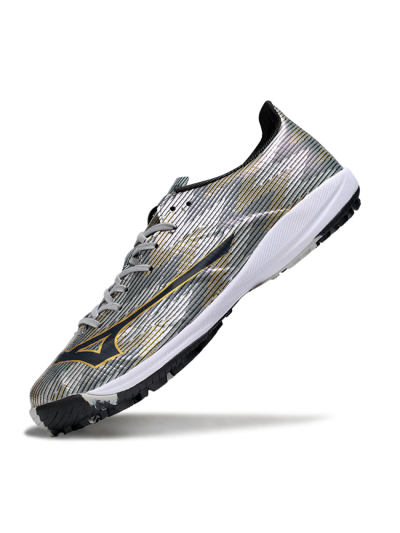 Mizuno Morelia Alpha Beta TF Artificial Turf Soccer Shoes - Silver/Gold/Black