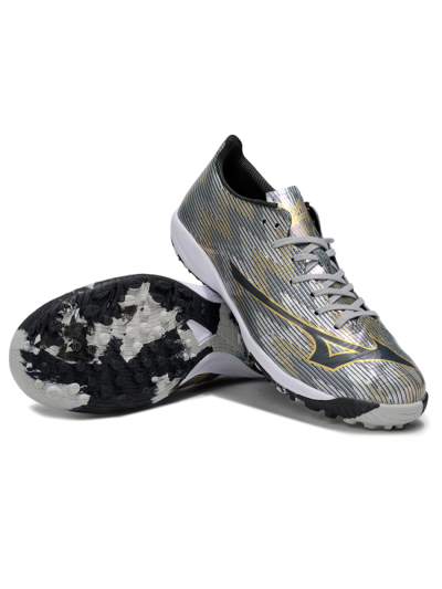 Mizuno Morelia Alpha Beta TF Artificial Turf Soccer Shoes - Silver/Gold/Black