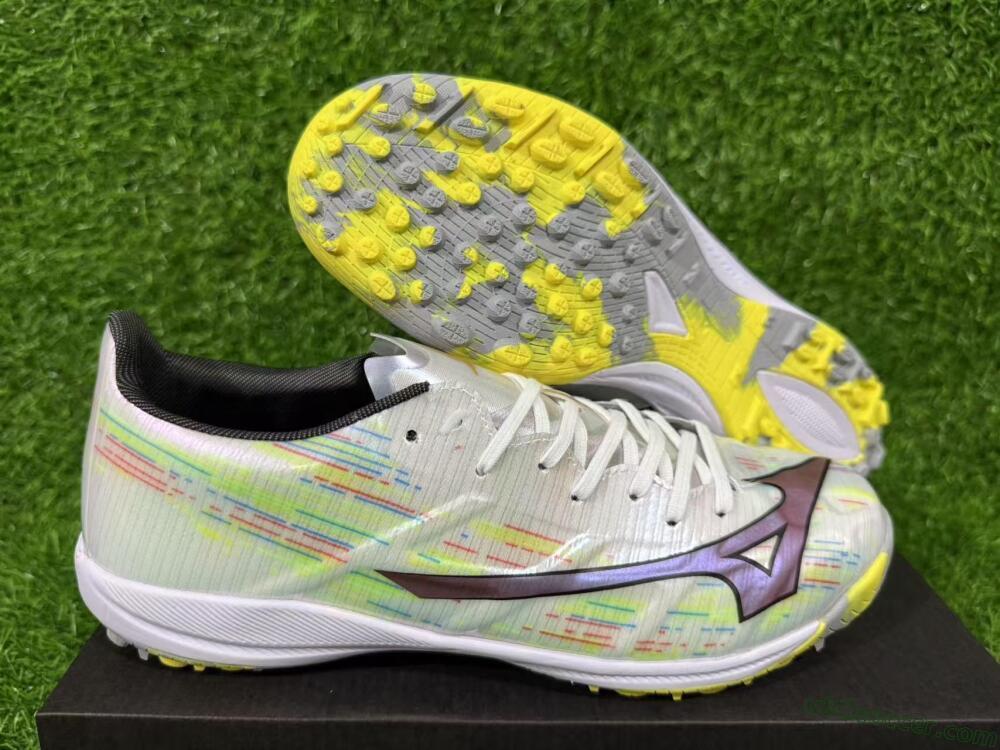 Mizuno Morelia Alpha Beta TF Artificial Turf Soccer Shoes - Yellow/Red/Blue