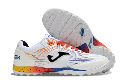 Joma Top Flex TF Artificial Turf Soccer Shoes - White/Blue/Red/Yellow