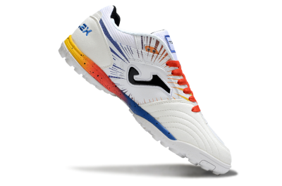 Joma Top Flex TF Artificial Turf Soccer Shoes - White/Blue/Red/Yellow