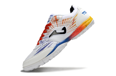 Joma Top Flex TF Artificial Turf Soccer Shoes - White/Blue/Red/Yellow
