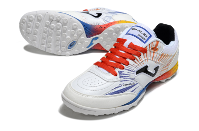 Joma Top Flex TF Artificial Turf Soccer Shoes - White/Blue/Red/Yellow