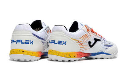 Joma Top Flex TF Artificial Turf Soccer Shoes - White/Blue/Red/Yellow