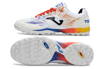 Joma Top Flex TF Artificial Turf Soccer Shoes - White/Blue/Red/Yellow