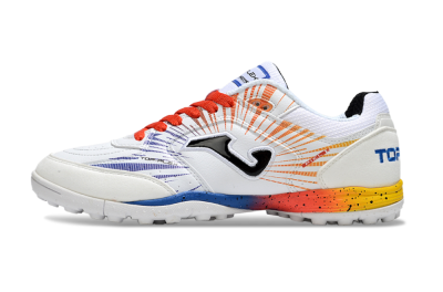 Joma Top Flex TF Artificial Turf Soccer Shoes - White/Blue/Red/Yellow