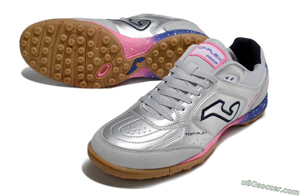 Joma Top Flex TF Artificial Turf Soccer Shoes - Silver/Pink/Blue 3