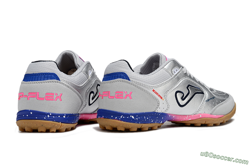 Joma Top Flex TF Artificial Turf Soccer Shoes - Silver/Pink/Blue 6