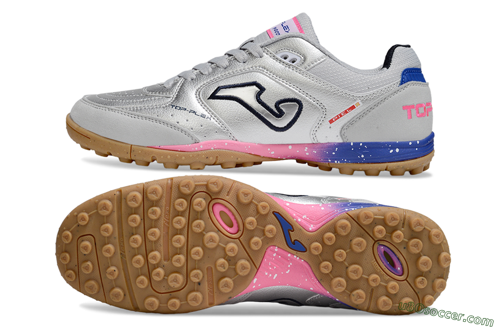 Joma Top Flex TF Artificial Turf Soccer Shoes - Silver/Pink/Blue 0