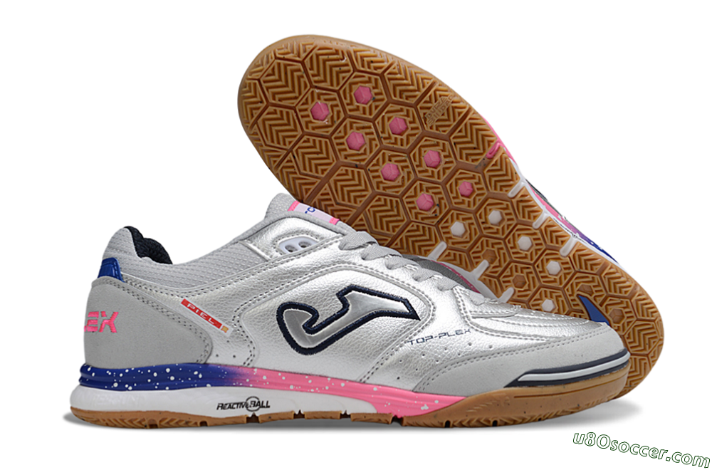 Joma Top Flex IC Indoor & Futsal Soccer Shoes - Silver/Pink/Blue 1