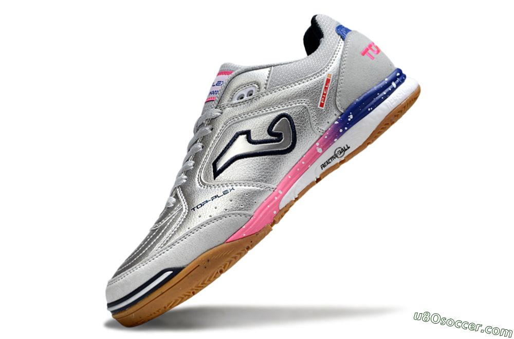 Joma Top Flex IC Indoor & Futsal Soccer Shoes - Silver/Pink/Blue 5