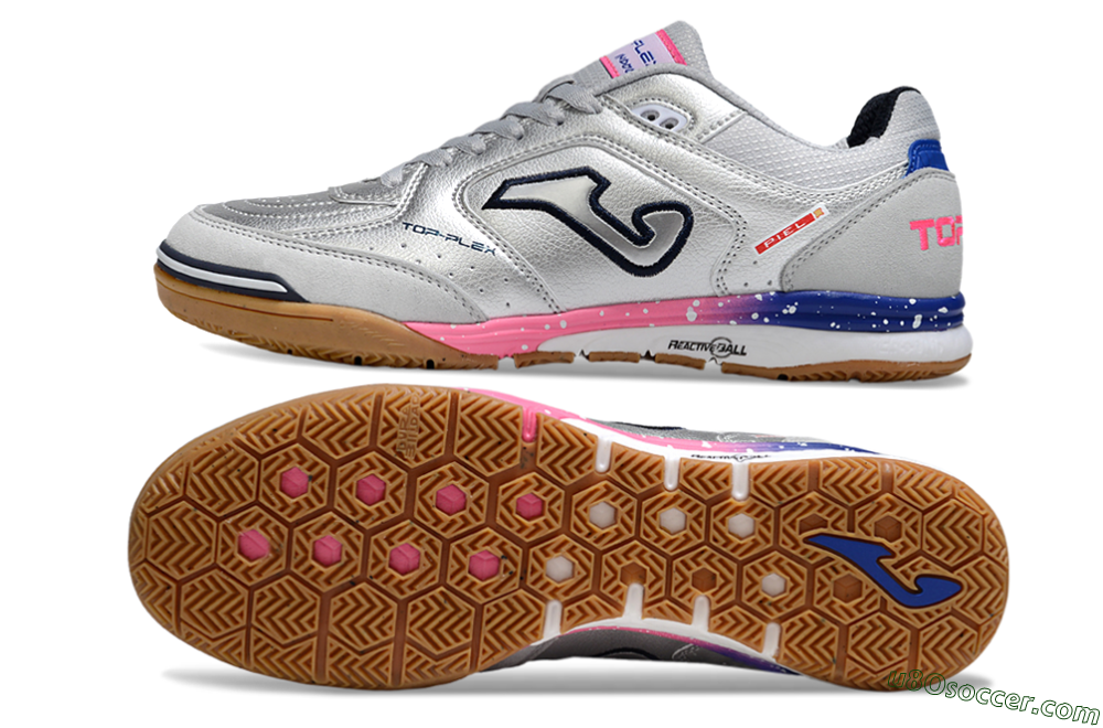 Joma Top Flex IC Indoor & Futsal Soccer Shoes - Silver/Pink/Blue 0