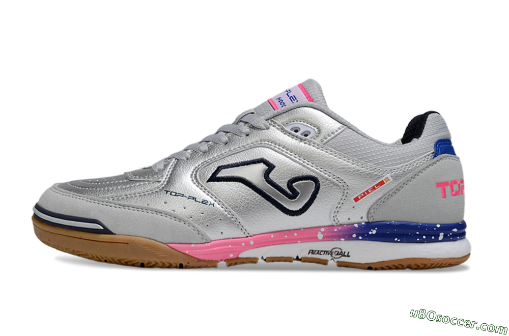 Joma Top Flex IC Indoor & Futsal Soccer Shoes - Silver/Pink/Blue 2