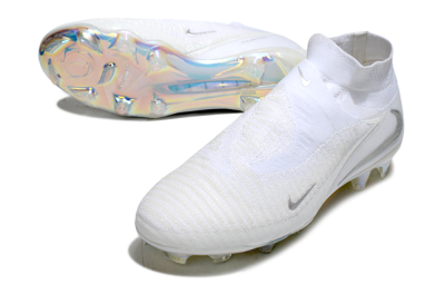 Nike Phantom 6 Elite High FG Firm Ground Soccer Cleats - Beige/White/Silver
