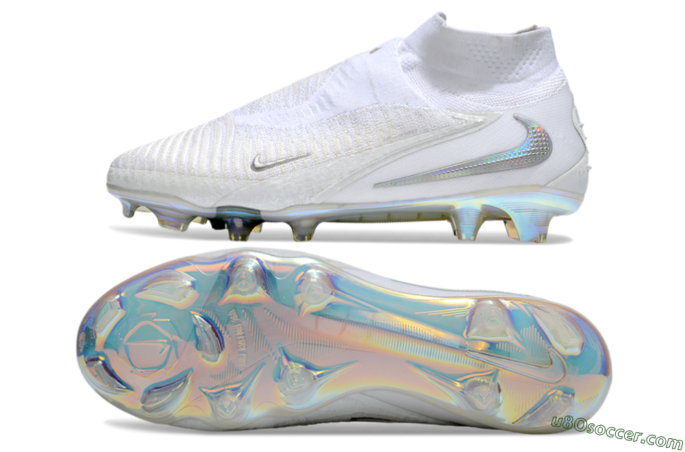 Nike Phantom 6 Elite High FG Firm Ground Soccer Cleats - Beige/White/Silver 0