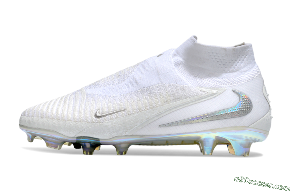 Nike Phantom 6 Elite High FG Firm Ground Soccer Cleats - Beige/White/Silver 2