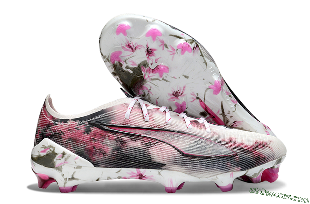 Puma Ultra 5 Ultimate FG Firm Ground Soccer Cleats - White/Black/Pink 1