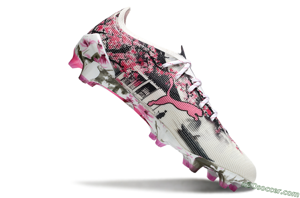 Puma Ultra 5 Ultimate FG Firm Ground Soccer Cleats - White/Black/Pink 4