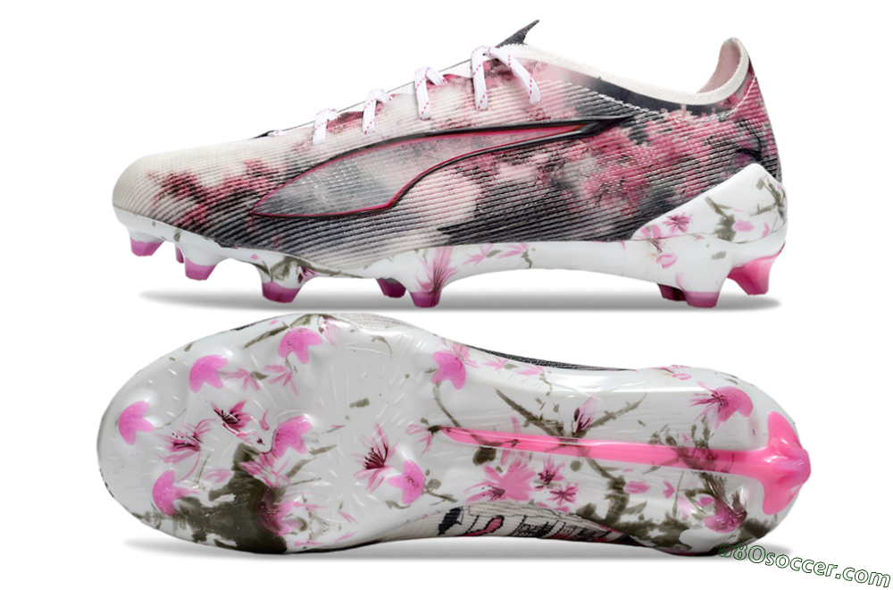 Puma Ultra 5 Ultimate FG Firm Ground Soccer Cleats - White/Black/Pink 0