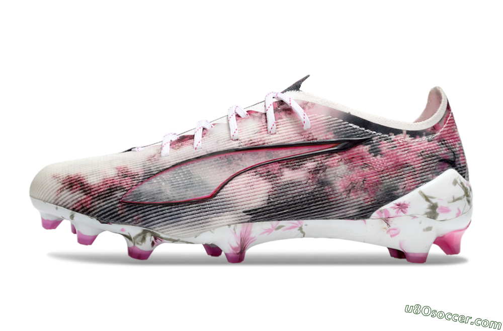 Puma Ultra 5 Ultimate FG Firm Ground Soccer Cleats - White/Black/Pink 2