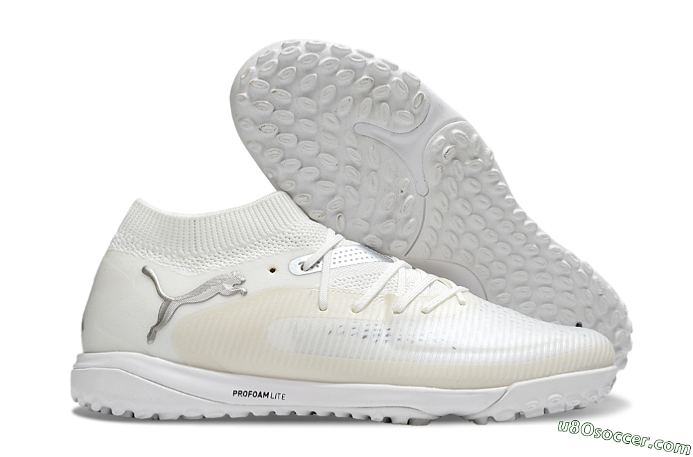 Puma Future 8 Ultimate TF Artificial Turf Soccer Shoes - Beige/Silver/White 1