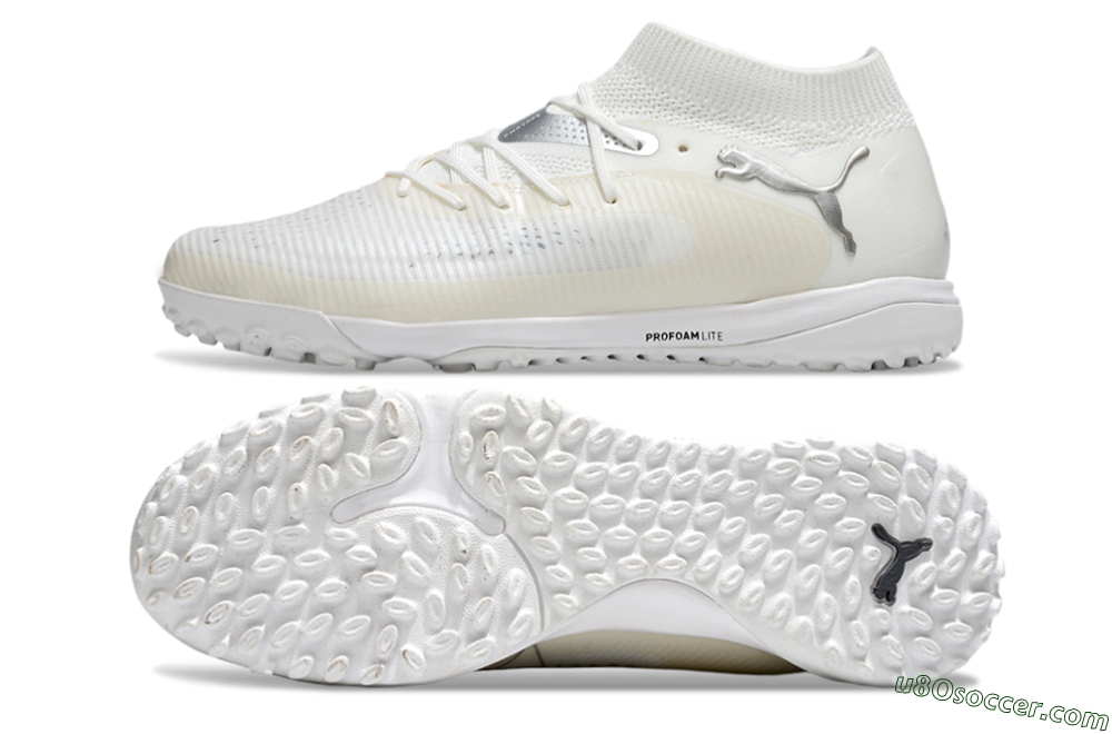 Puma Future 8 Ultimate TF Artificial Turf Soccer Shoes - Beige/Silver/White 0