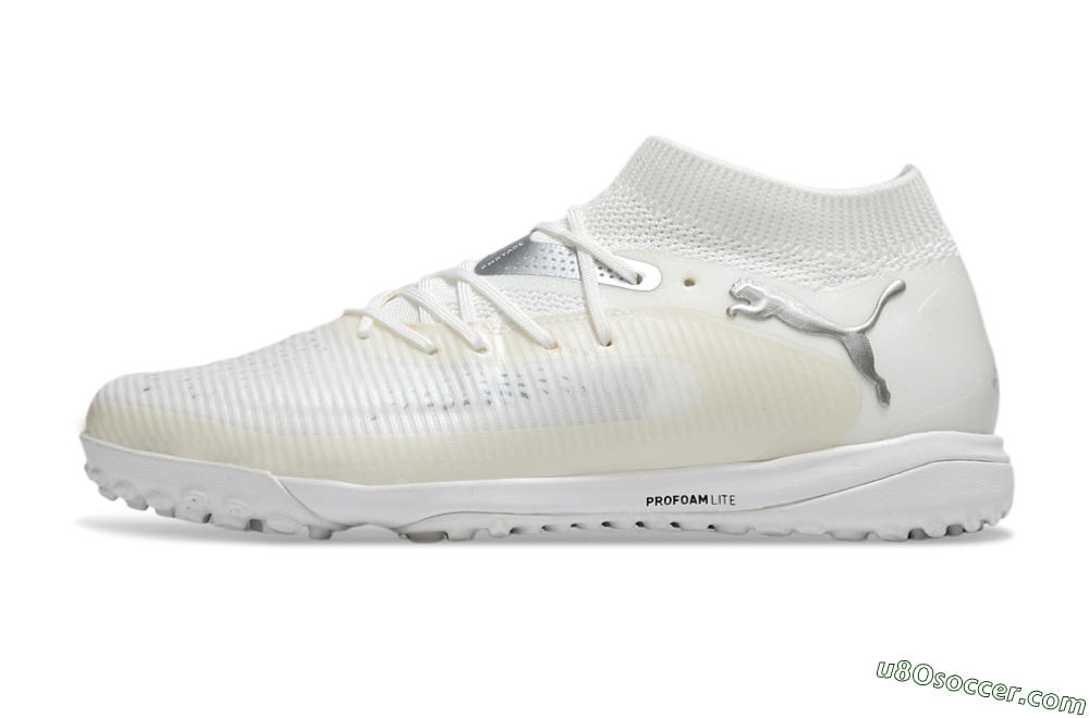 Puma Future 8 Ultimate TF Artificial Turf Soccer Shoes - Beige/Silver/White 2