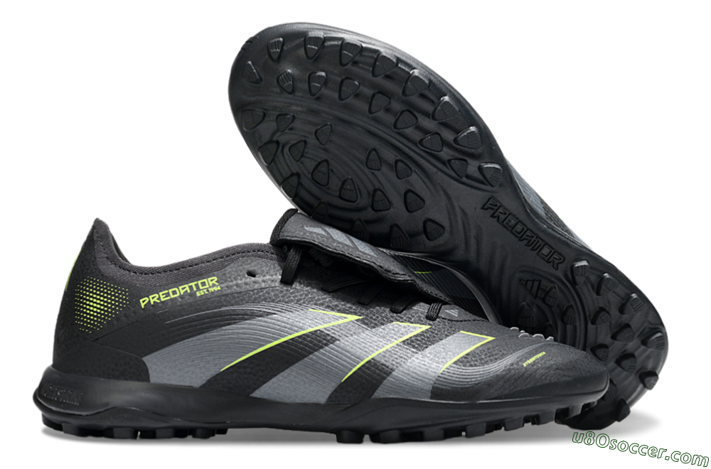 Adidas Predator 25 Elite Foldover Tongue TF Artificial Turf Soccer Shoes - Black/Grey/Yellow 1
