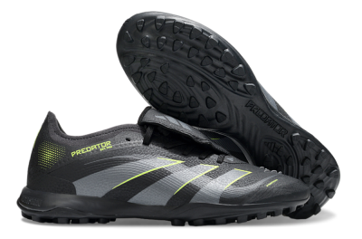 Adidas Predator 25 Elite Foldover Tongue TF Artificial Turf Soccer Shoes - Black/Grey/Yellow