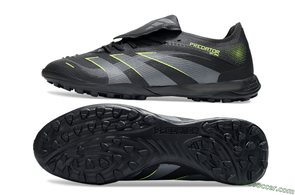 Adidas Predator 25 Elite Foldover Tongue TF Artificial Turf Soccer Shoes - Black/Grey/Yellow 0