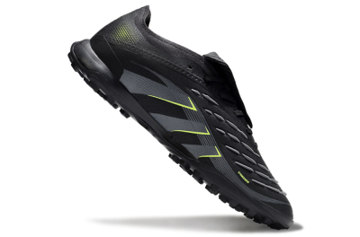 Adidas Predator 25 Elite Foldover Tongue TF Artificial Turf Soccer Shoes - Black/Grey/Yellow