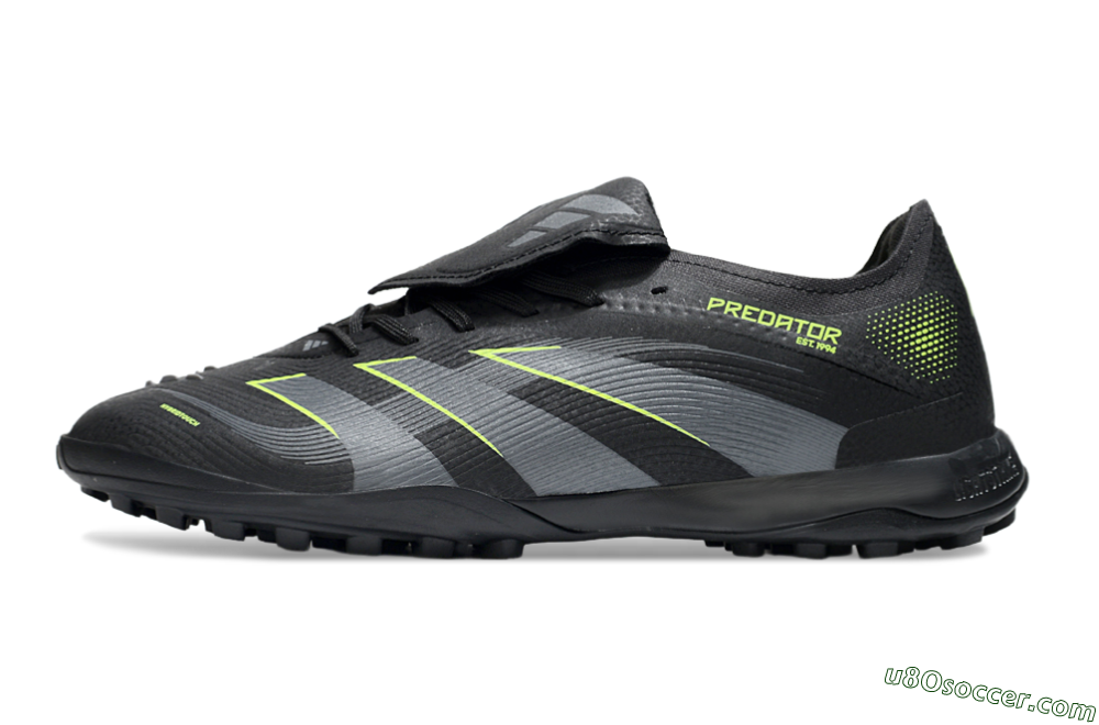 Adidas Predator 25 Elite Foldover Tongue TF Artificial Turf Soccer Shoes - Black/Grey/Yellow 2