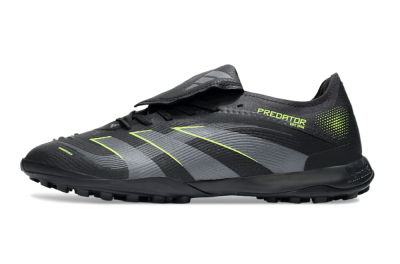 Adidas Predator 25 Elite Foldover Tongue TF Artificial Turf Soccer Shoes - Black/Grey/Yellow